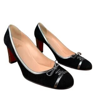 Christian Louboutin Black and Platinum Pinup 40's look Pumps 38.5 EU / 8.5 US